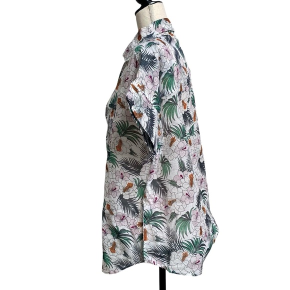 Surf Bazaar Floral Tropical Cotton Buttondown Shirt XS/S Relaxed Fit Beach Cover - Picture 7 of 12